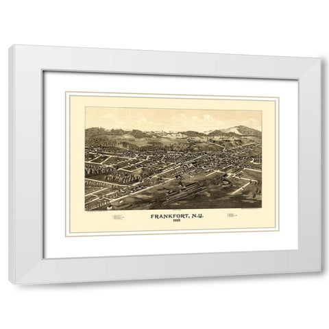 Frankfort New York - Burleigh 1887  White Modern Wood Framed Art Print with Double Matting by Burleigh