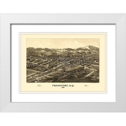Frankfort New York - Burleigh 1887  White Modern Wood Framed Art Print with Double Matting by Burleigh
