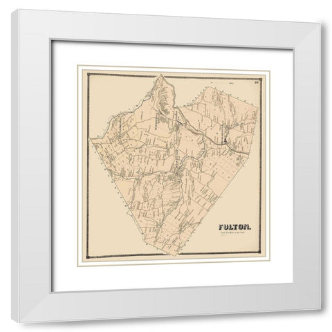 Fulton New York Landowner - Stone 1866 White Modern Wood Framed Art Print with Double Matting by Stone