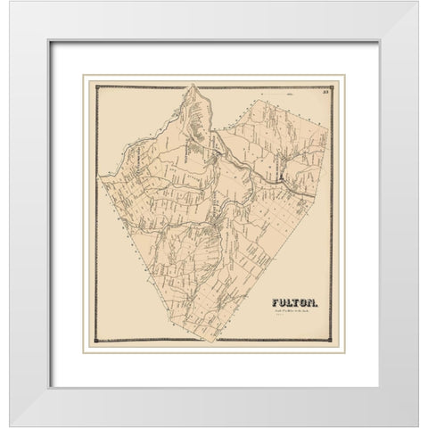 Fulton New York Landowner - Stone 1866 White Modern Wood Framed Art Print with Double Matting by Stone