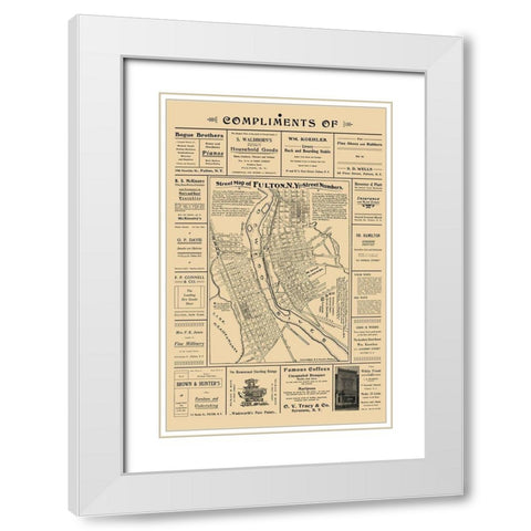 Fulton New York - Worden 1903  White Modern Wood Framed Art Print with Double Matting by Worden