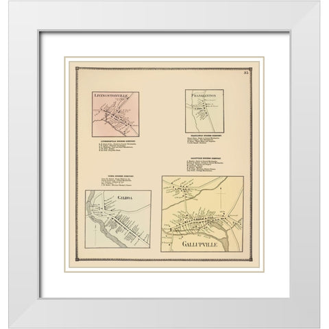 Gallupville New York Landowner - Beers 1866 White Modern Wood Framed Art Print with Double Matting by Beers