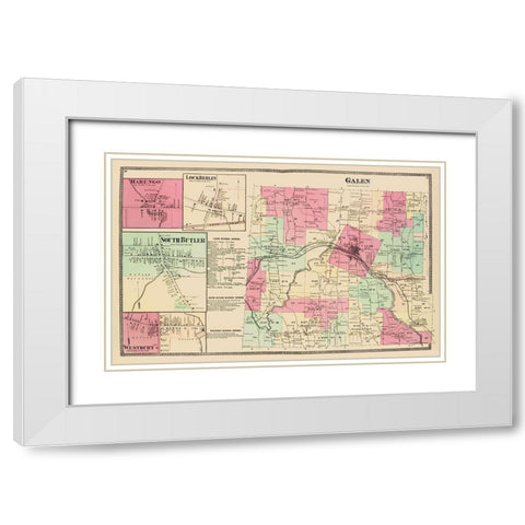 Galen New York Landowner - Beers 1874 White Modern Wood Framed Art Print with Double Matting by Beers