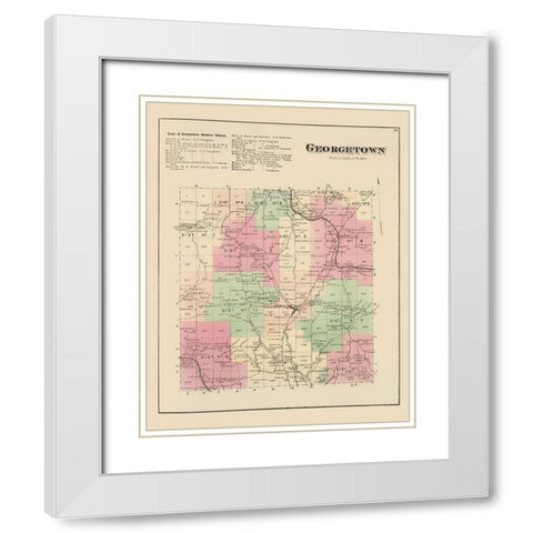 Georgetown New York Landowner - Whitman 1875 White Modern Wood Framed Art Print with Double Matting by Whitman