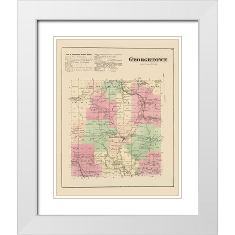Georgetown New York Landowner - Whitman 1875 White Modern Wood Framed Art Print with Double Matting by Whitman