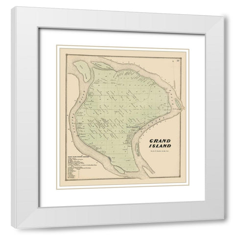 Grand Island New York Landowner - Stone 1866 White Modern Wood Framed Art Print with Double Matting by Stone