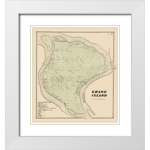 Grand Island New York Landowner - Stone 1866 White Modern Wood Framed Art Print with Double Matting by Stone