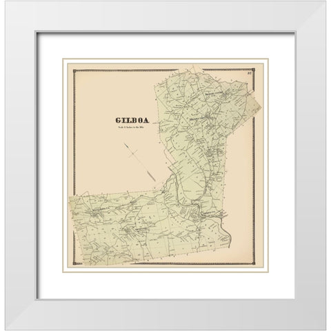 Gilboa New York Landowner - Stone 1866 White Modern Wood Framed Art Print with Double Matting by Stone