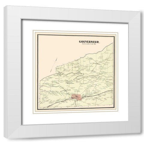 Gouverneur New York Landowner - Stone 1865 White Modern Wood Framed Art Print with Double Matting by Stone