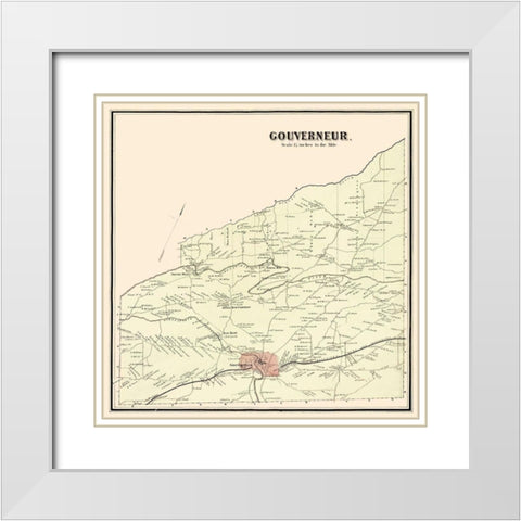 Gouverneur New York Landowner - Stone 1865 White Modern Wood Framed Art Print with Double Matting by Stone