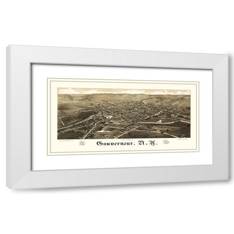 Gouverneur New York - Burleigh 1885  White Modern Wood Framed Art Print with Double Matting by Burleigh