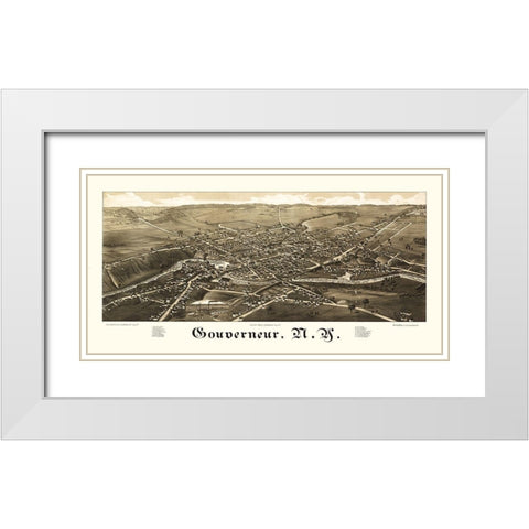 Gouverneur New York - Burleigh 1885  White Modern Wood Framed Art Print with Double Matting by Burleigh