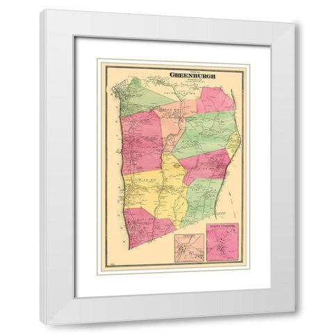 Greenburgh New York - Beers 1868 White Modern Wood Framed Art Print with Double Matting by Beers