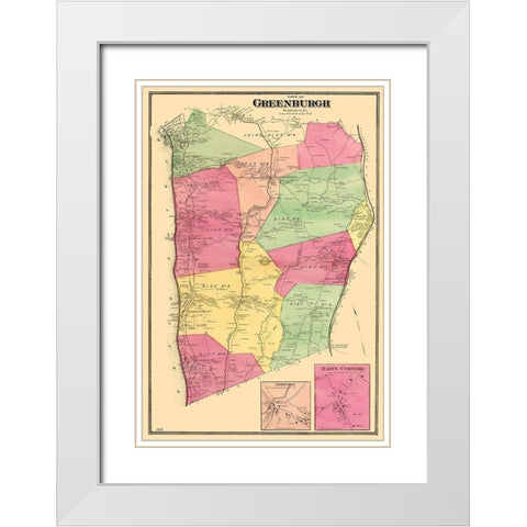 Greenburgh New York - Beers 1868 White Modern Wood Framed Art Print with Double Matting by Beers