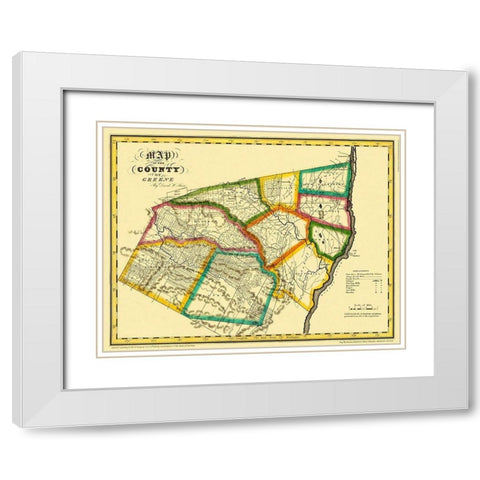 Greene New York Landowner - Burr 1829 White Modern Wood Framed Art Print with Double Matting by Burr