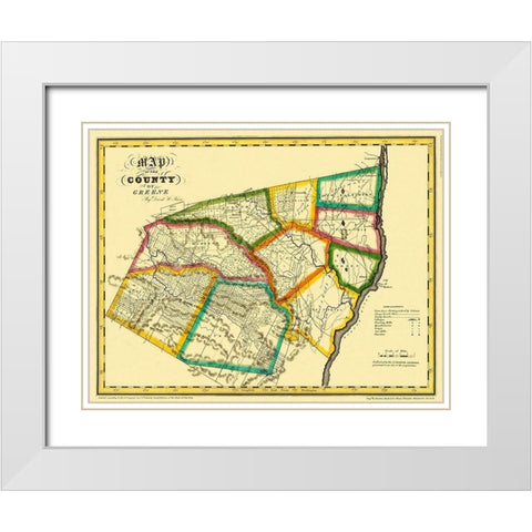 Greene New York Landowner - Burr 1829 White Modern Wood Framed Art Print with Double Matting by Burr