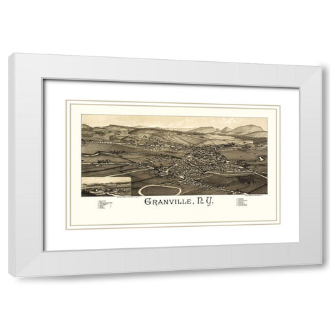 Granville New York - Burleigh 1886  White Modern Wood Framed Art Print with Double Matting by Burleigh