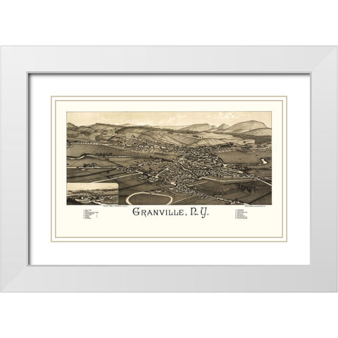 Granville New York - Burleigh 1886  White Modern Wood Framed Art Print with Double Matting by Burleigh