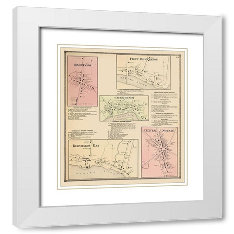 Hastings New York Landowner - Stone 1867 White Modern Wood Framed Art Print with Double Matting by Stone