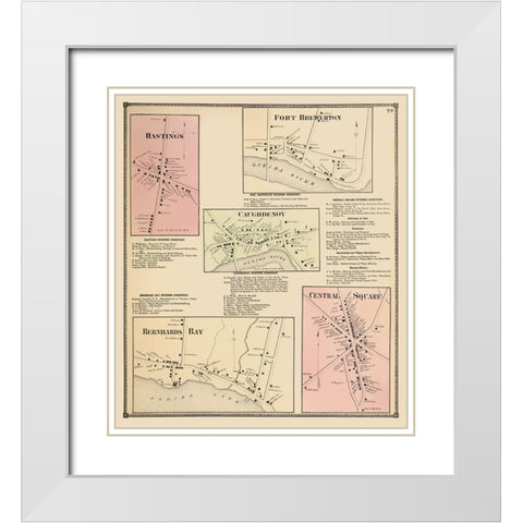 Hastings New York Landowner - Stone 1867 White Modern Wood Framed Art Print with Double Matting by Stone