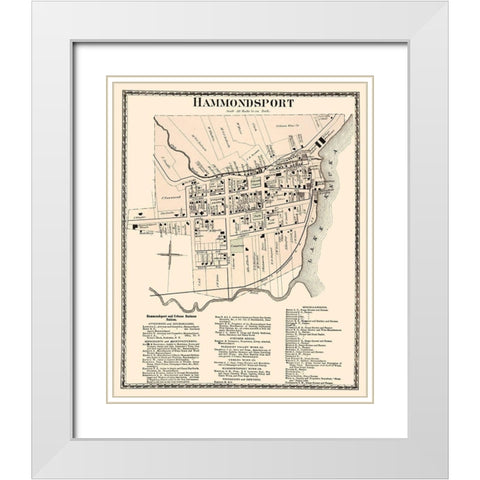 Hammondsport New York Landowner - Beers 1873 White Modern Wood Framed Art Print with Double Matting by Beers