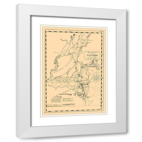 New York Harbor - Blunt 1827 White Modern Wood Framed Art Print with Double Matting by Blunt