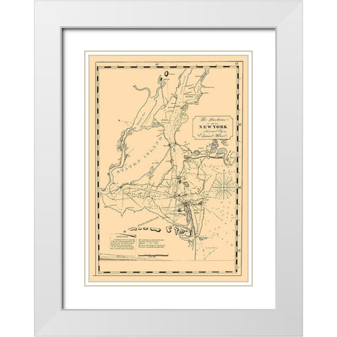 New York Harbor - Blunt 1827 White Modern Wood Framed Art Print with Double Matting by Blunt