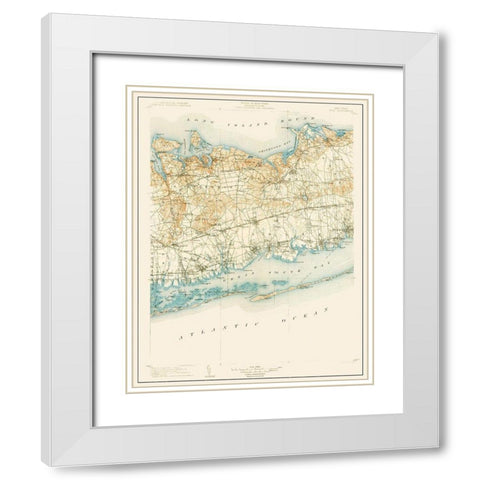 Islip New York Quad - USGS 1904 White Modern Wood Framed Art Print with Double Matting by USGS