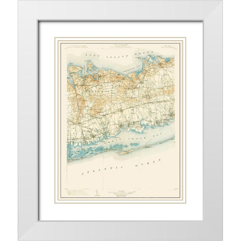 Islip New York Quad - USGS 1904 White Modern Wood Framed Art Print with Double Matting by USGS