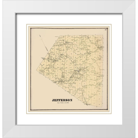 Jefferson New York Landowner - Stone 1866 White Modern Wood Framed Art Print with Double Matting by Stone