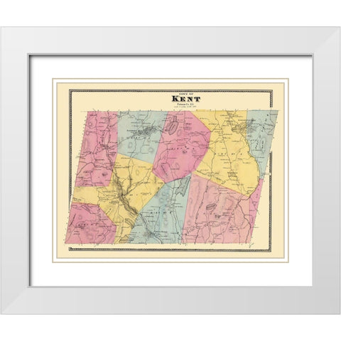 Kent New York Landowner - Beers 1868 White Modern Wood Framed Art Print with Double Matting by Beers