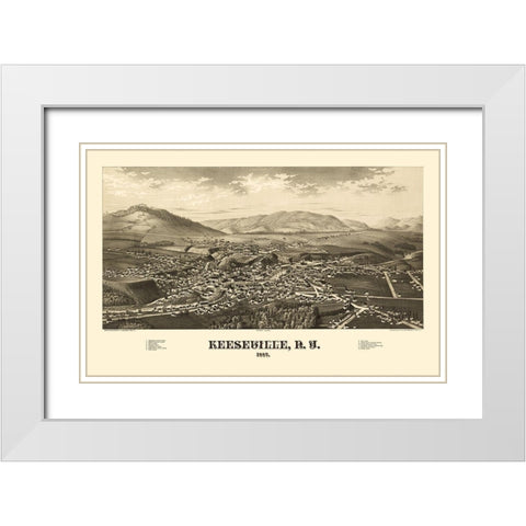 Keeseville New York - Burleigh 1887  White Modern Wood Framed Art Print with Double Matting by Burleigh
