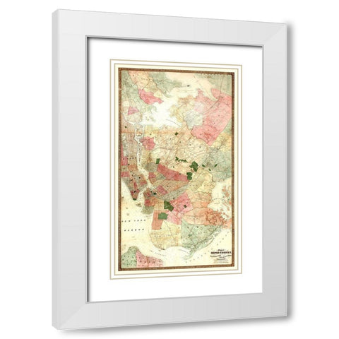 Kings New York Landowner - Dripps 1890 White Modern Wood Framed Art Print with Double Matting by Dripps