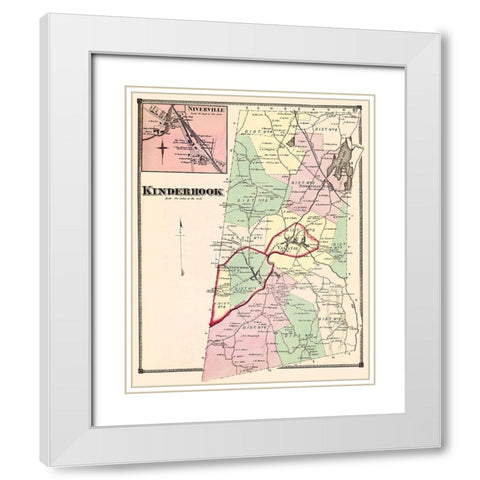 Kinderhook New York Landowner - Beers 1873 White Modern Wood Framed Art Print with Double Matting by Beers