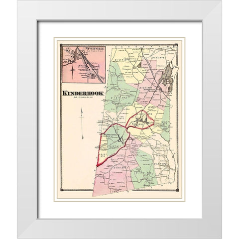 Kinderhook New York Landowner - Beers 1873 White Modern Wood Framed Art Print with Double Matting by Beers