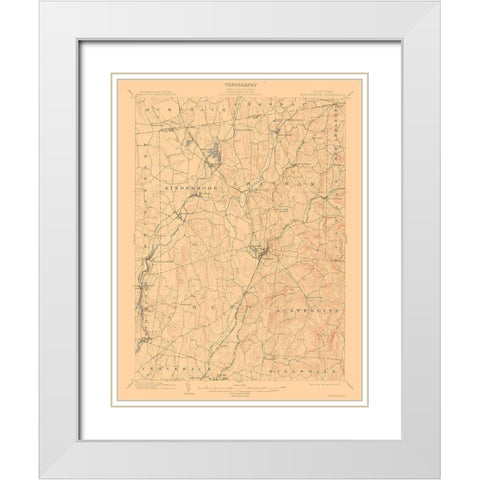 Kinderhook New York Quad - USGS 1903 White Modern Wood Framed Art Print with Double Matting by USGS