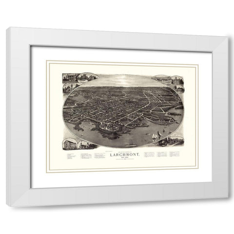 Larchmont New York - Bailey 1904  White Modern Wood Framed Art Print with Double Matting by Bailey