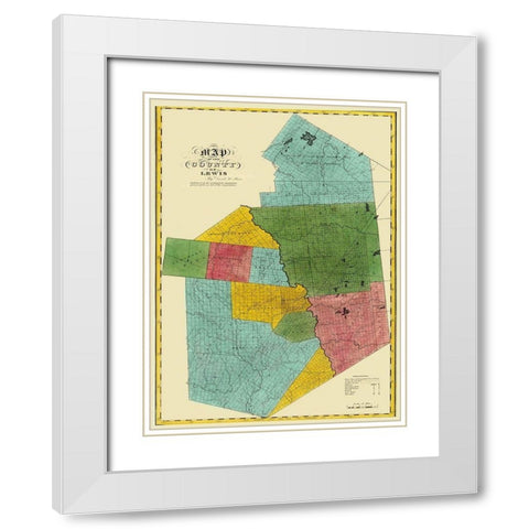 Lewis New York Landowner - Burr 1829 White Modern Wood Framed Art Print with Double Matting by Burr