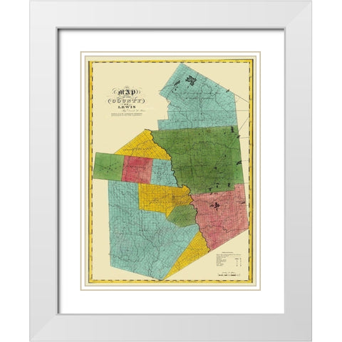 Lewis New York Landowner - Burr 1829 White Modern Wood Framed Art Print with Double Matting by Burr
