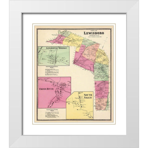 Lewisboro New York Landowner - Beers 1868 White Modern Wood Framed Art Print with Double Matting by Beers