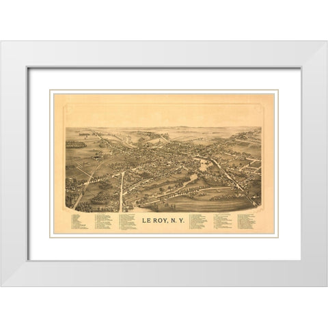Le Roy New York - Burleigh 1892  White Modern Wood Framed Art Print with Double Matting by Burleigh