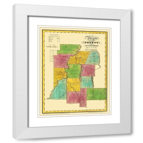 Livingston New York Landowner - Burr 1829 White Modern Wood Framed Art Print with Double Matting by Burr