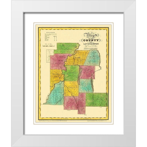Livingston New York Landowner - Burr 1829 White Modern Wood Framed Art Print with Double Matting by Burr