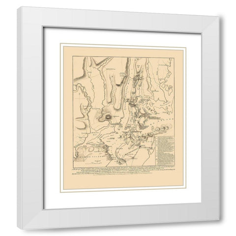 Battle of Long Island - Faden 1776 White Modern Wood Framed Art Print with Double Matting by Faden