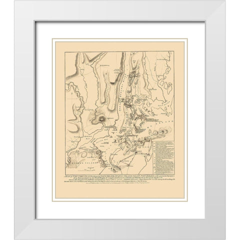 Battle of Long Island - Faden 1776 White Modern Wood Framed Art Print with Double Matting by Faden