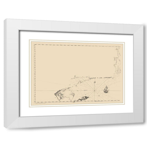 Long Island Sound Entrance - Des Barres 1779 White Modern Wood Framed Art Print with Double Matting by Des Barres
