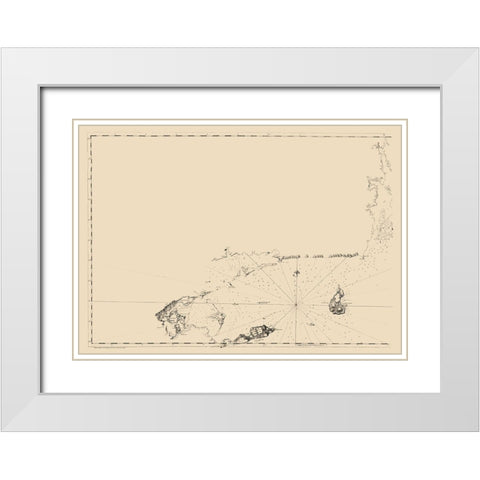 Long Island Sound Entrance - Des Barres 1779 White Modern Wood Framed Art Print with Double Matting by Des Barres