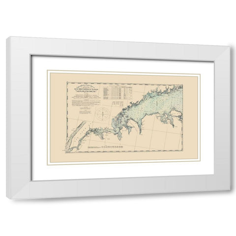 Long Island Sound, New York to Norwalk - Hurd 1893 White Modern Wood Framed Art Print with Double Matting by Hurd