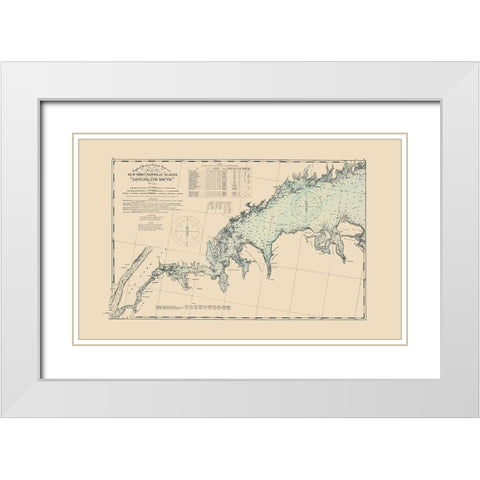 Long Island Sound, New York to Norwalk - Hurd 1893 White Modern Wood Framed Art Print with Double Matting by Hurd
