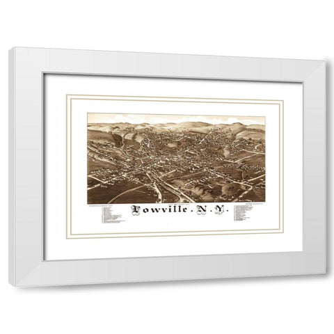 Lowville New York - Burleigh 1885  White Modern Wood Framed Art Print with Double Matting by Burleigh